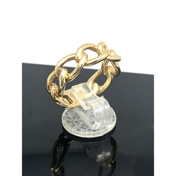 Wedding Band 14k Yellow Gold Ring 6.5mm Wide Curb Chain Estate Jewelry Size 6.5 - Picture 4 of 15